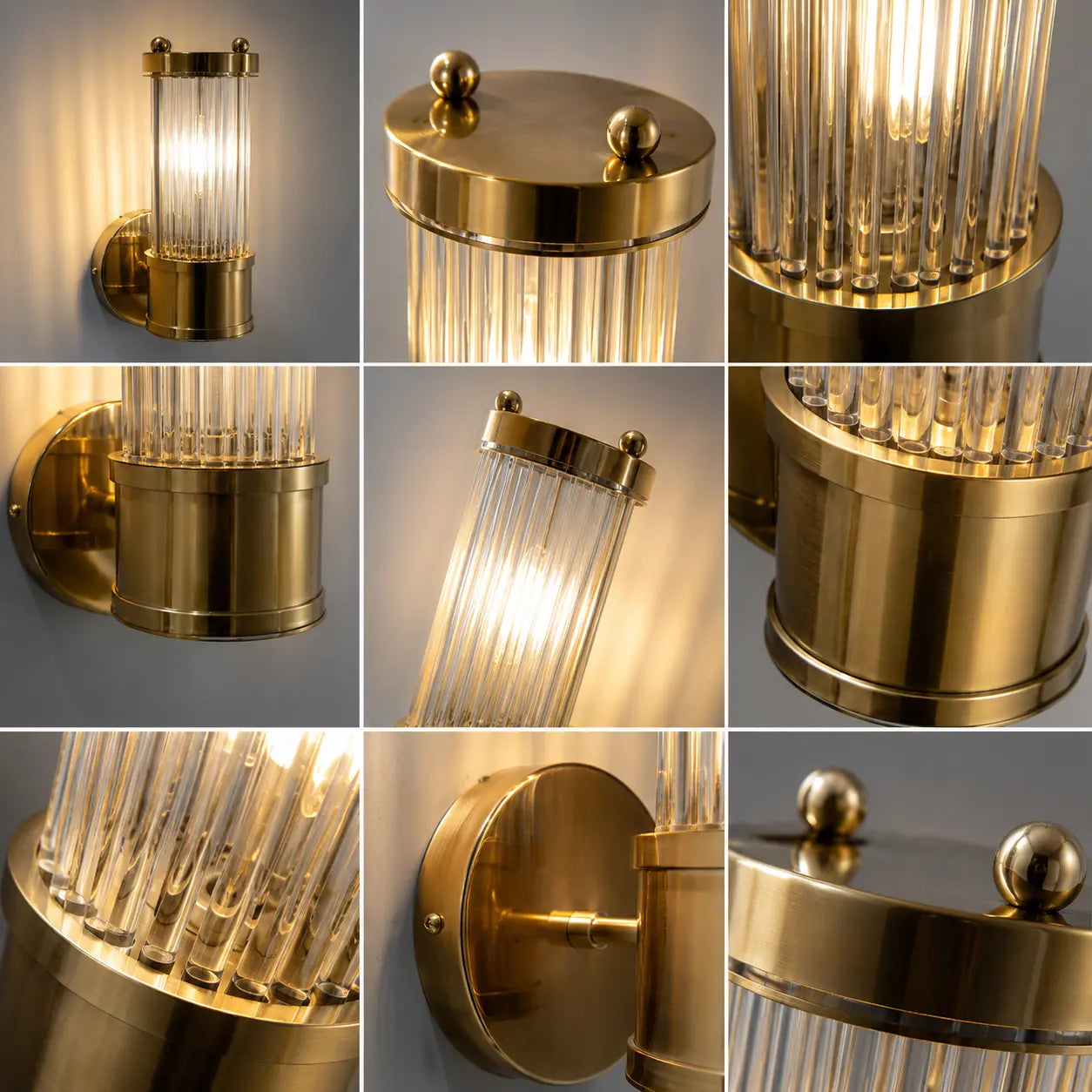 Modern Cylindrical Crystal Wall Light