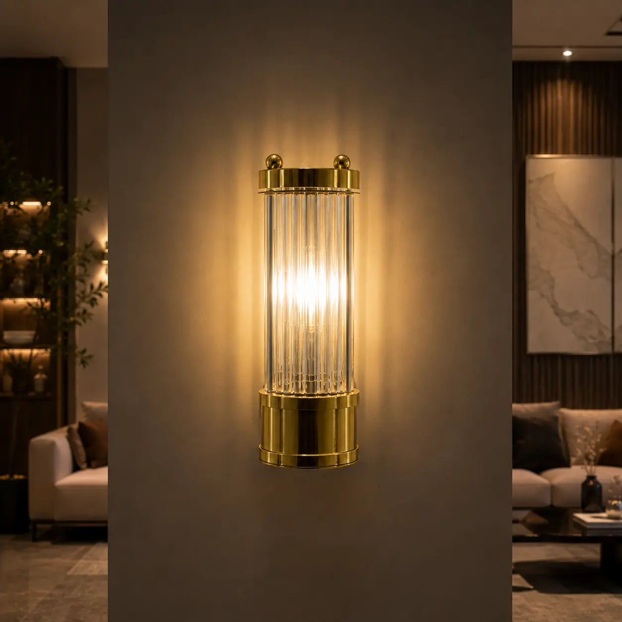 Modern Cylindrical Crystal Wall Light