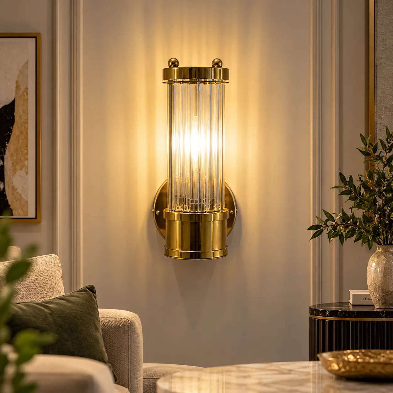 Modern Cylindrical Crystal Wall Light