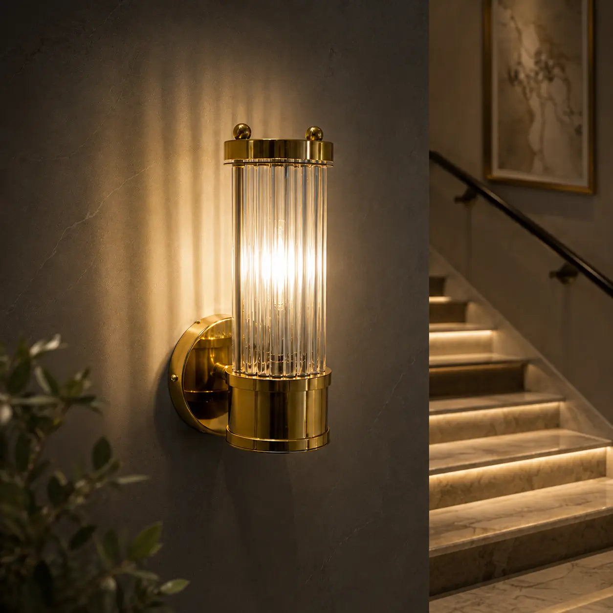 Modern Cylindrical Crystal Wall Light