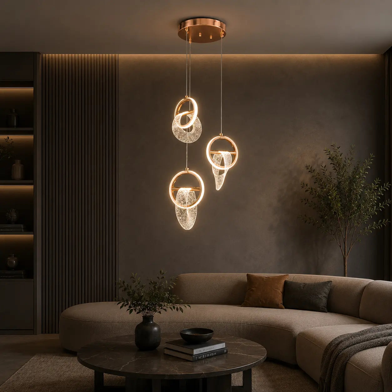 Modern Double Ring Hanging Light