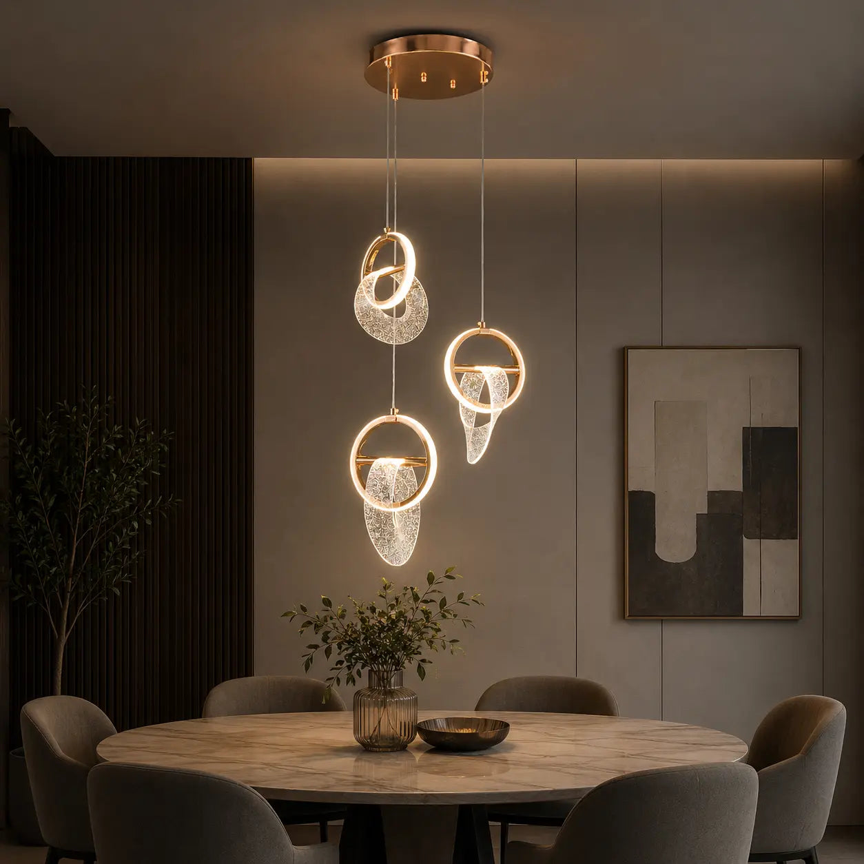 Modern Double Ring Hanging Light