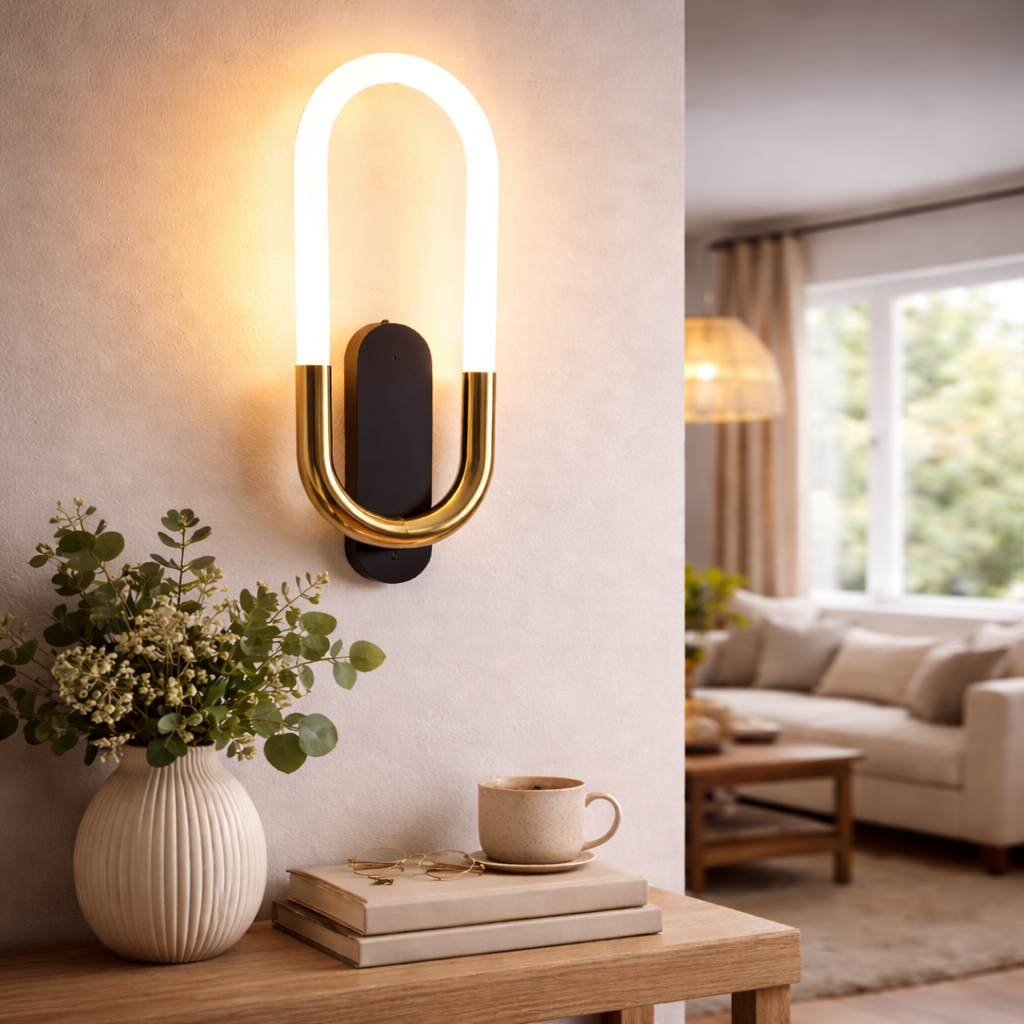 Modernistic Oval Frame LED Wall Light – Black & Gold Finish