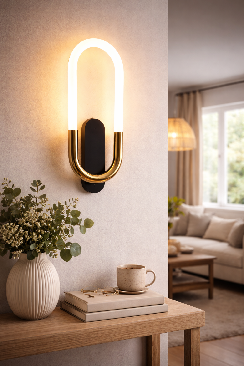 Modernistic Oval Frame LED Wall Light – Black & Gold Finish