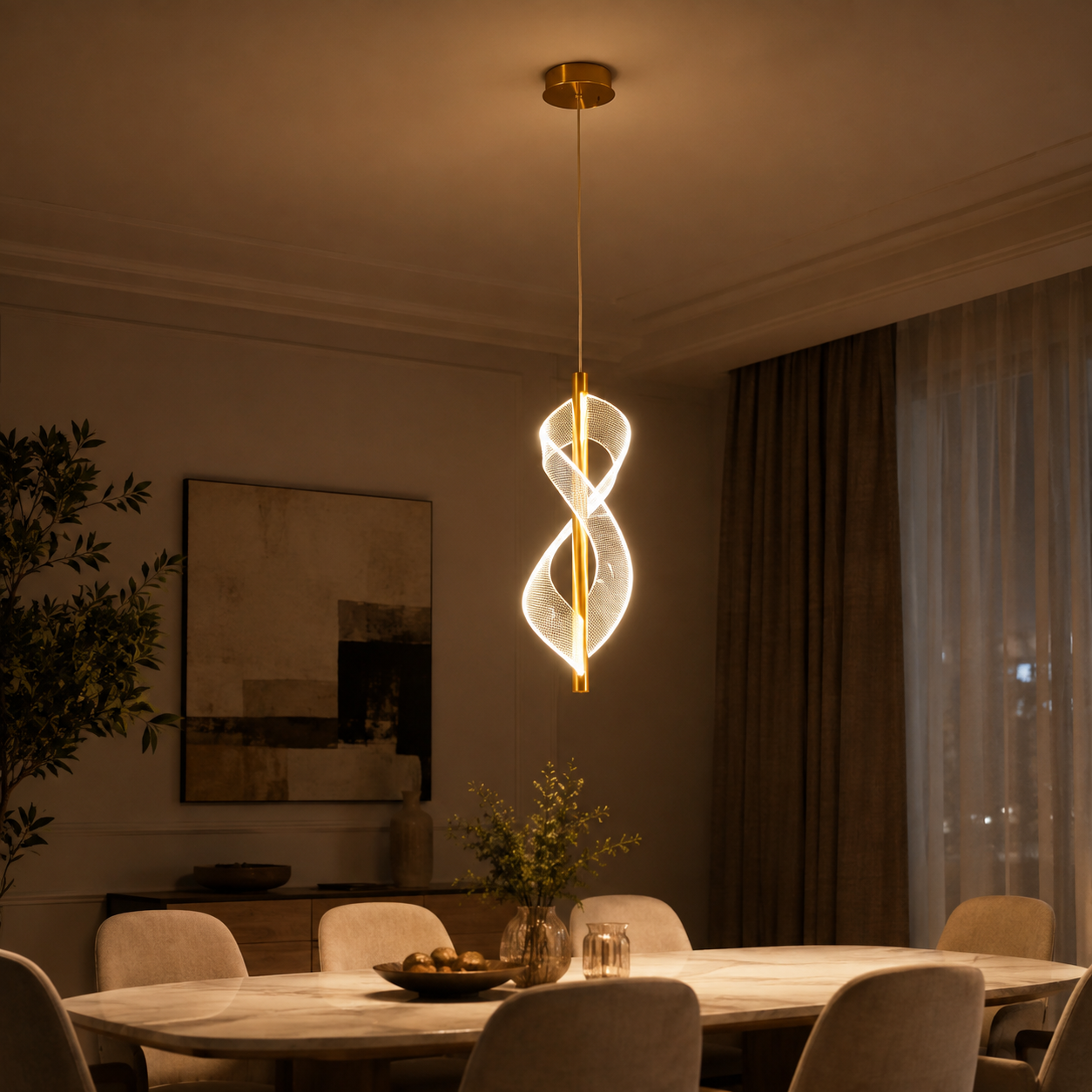 Modern LED Spiral Hanging Light
