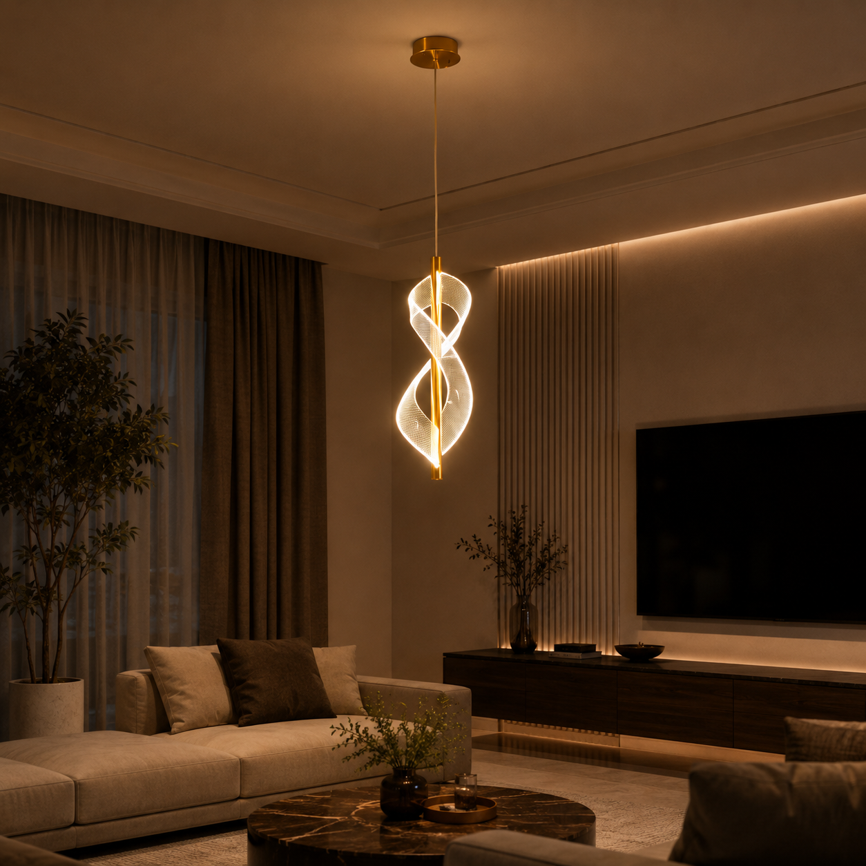 Modern LED Spiral Hanging Light