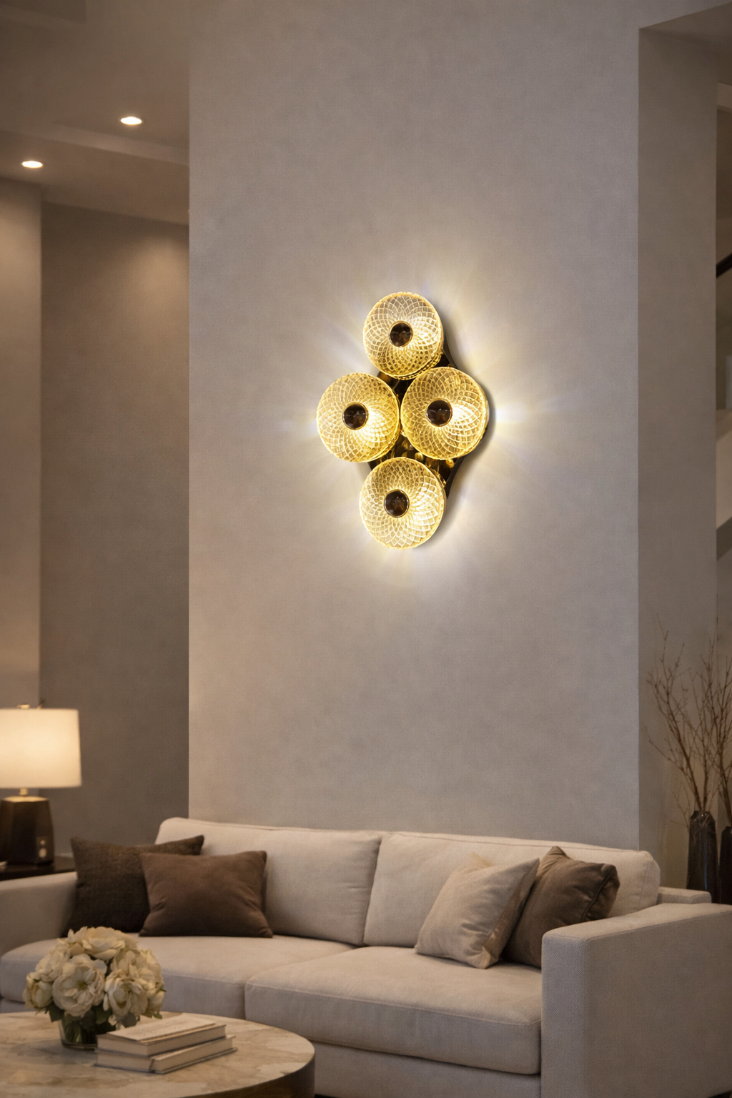 Modern Artistic 4 Plates Glass Wall Sconce Light