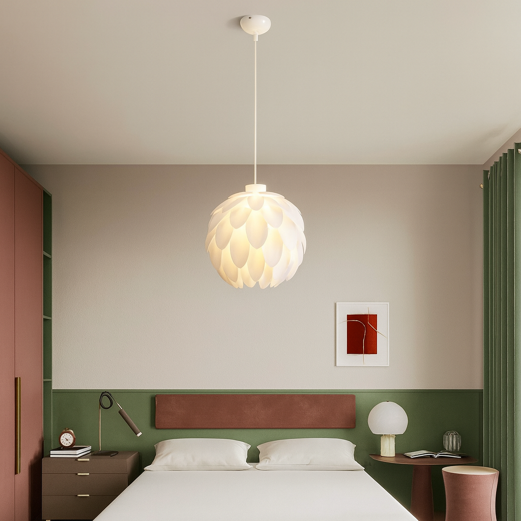 Minimal Feather Round LED Hanging Light – Elegant Lamp