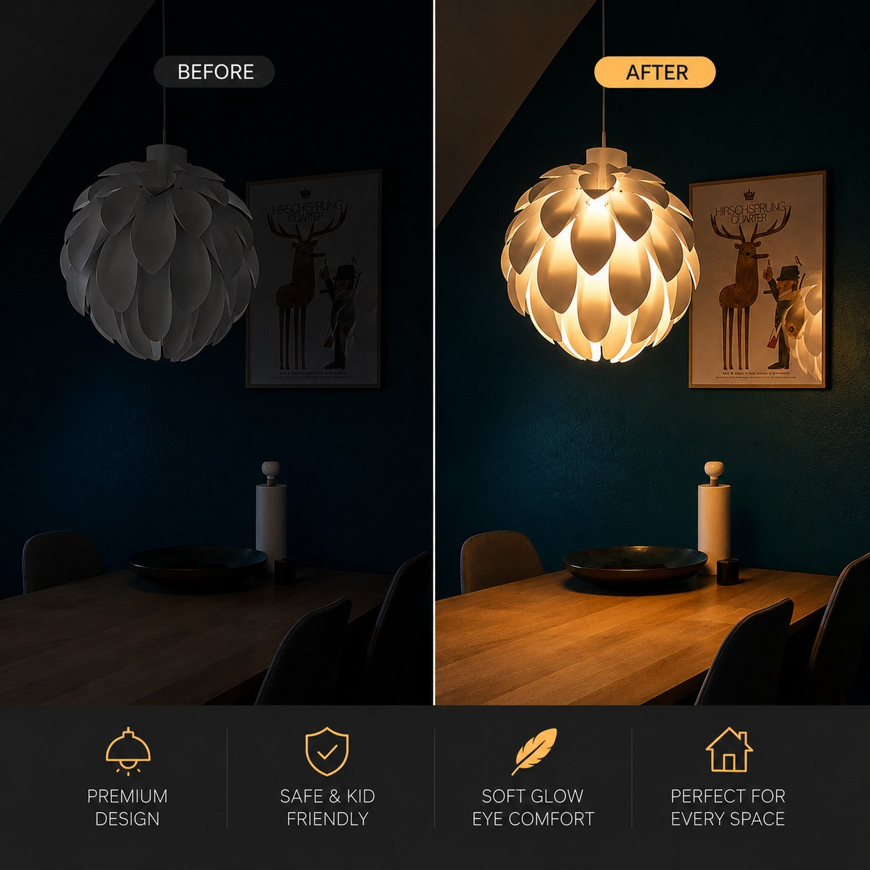 Minimal Feather Round LED Hanging Light – Elegant Lamp