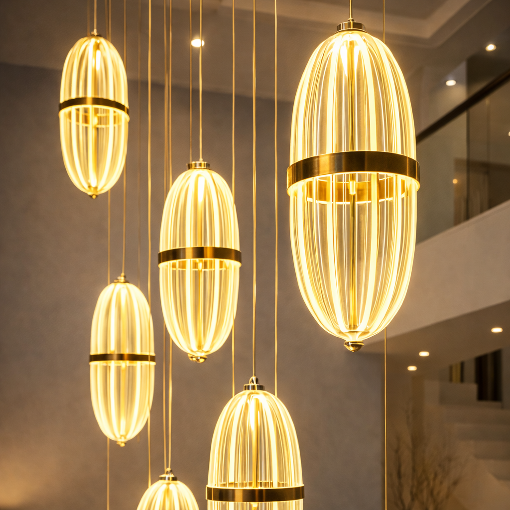 Modern 21 Light Oval Double Height LED Chandelier