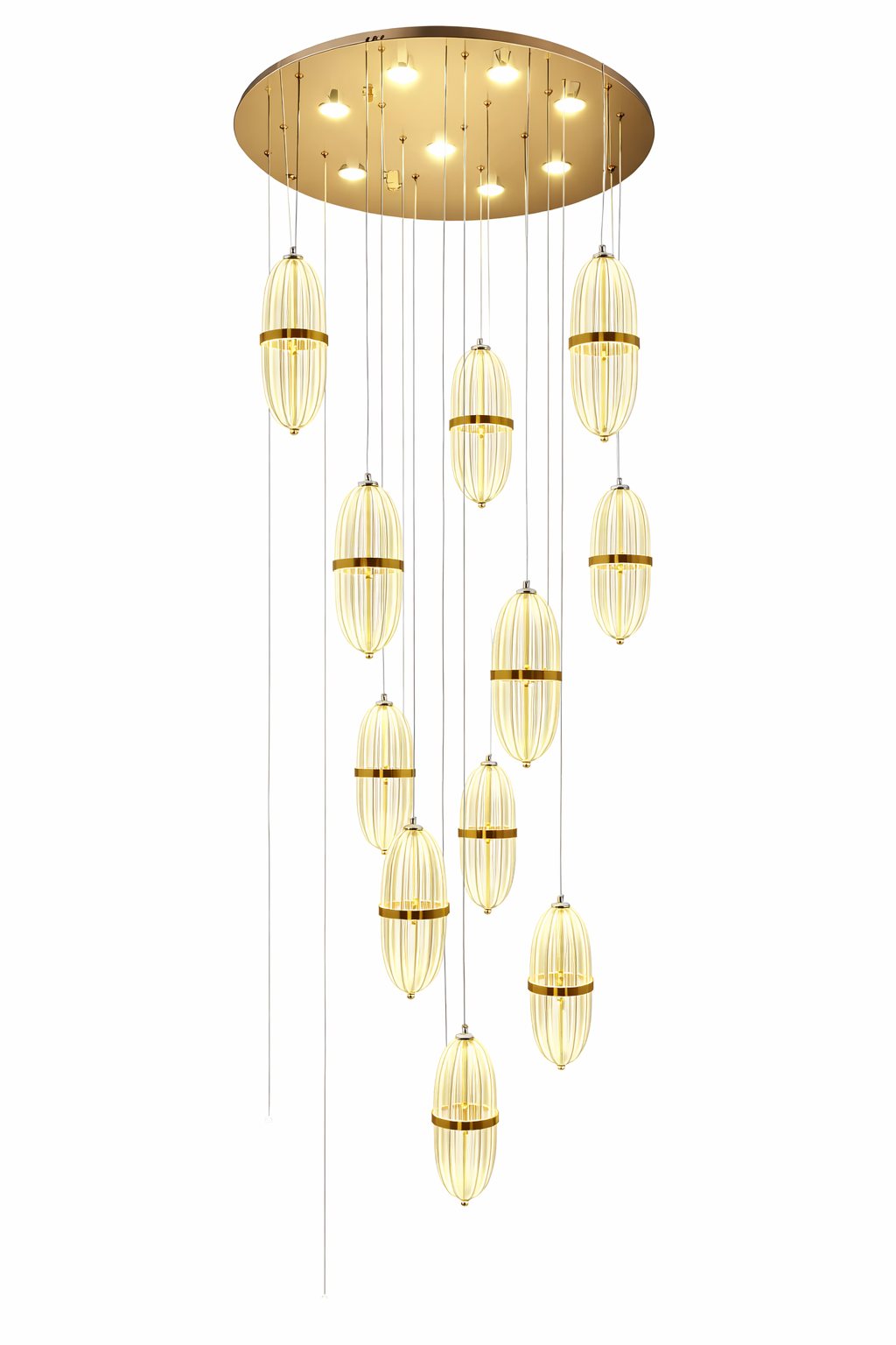 Modern 21 Light Oval Double Height LED Chandelier