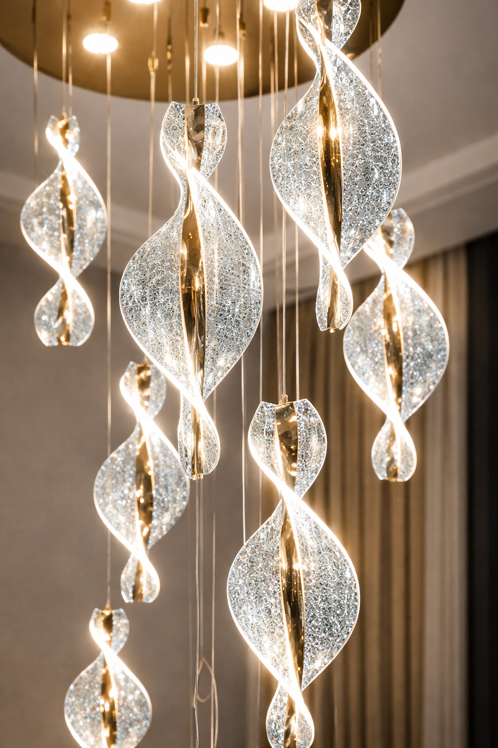 Modern 21 Lights Curvy Classic Double Height Chandelier