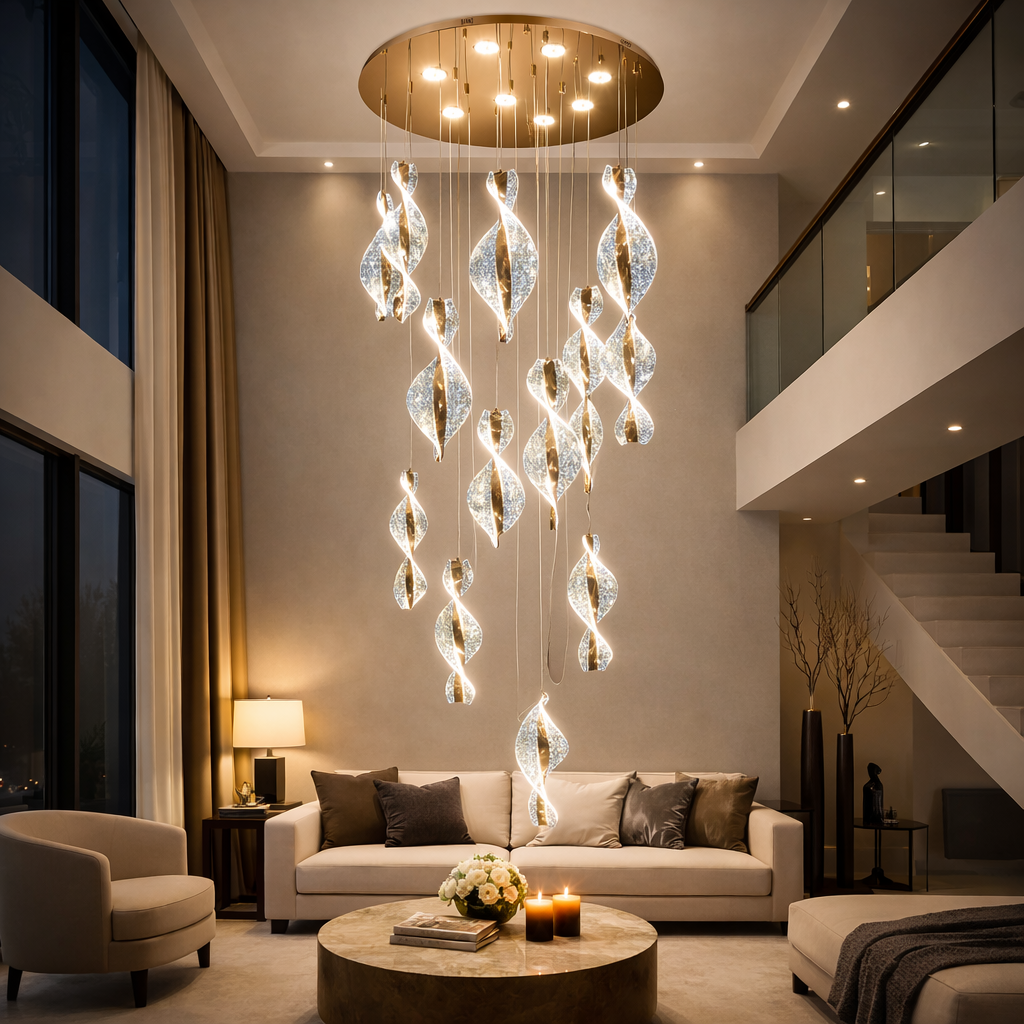 Modern 21 Lights Curvy Classic Double Height Chandelier