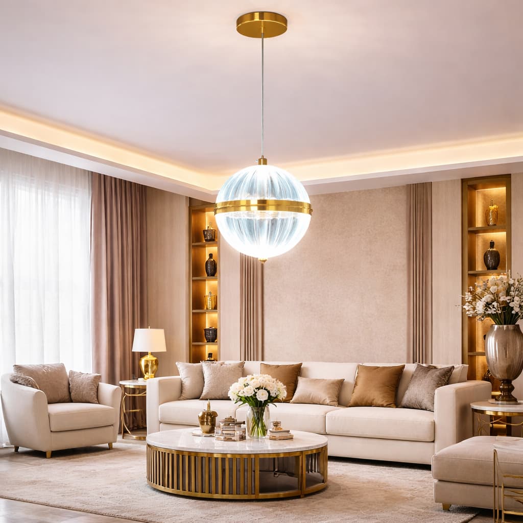 Modern Arcylic Spherical Globe Pendant Light
