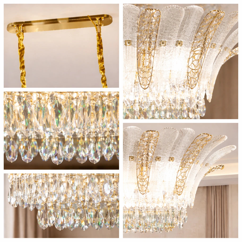 Modern Crystal Feather LED Chandelier