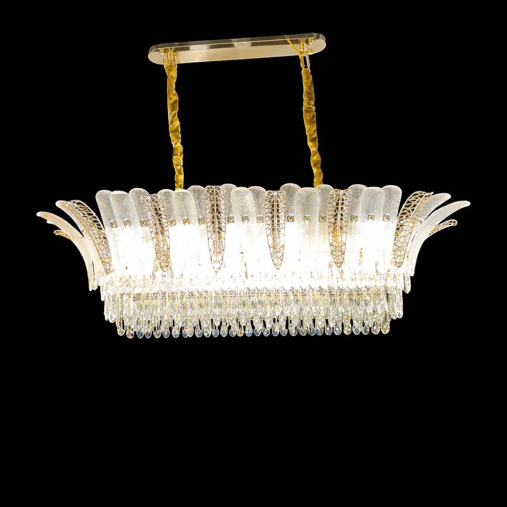 Modern Crystal Feather LED Chandelier