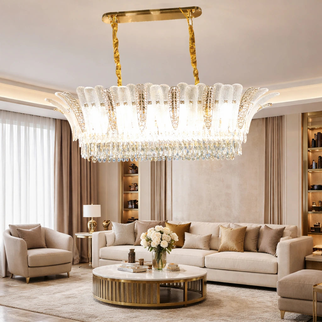 Modern Crystal Feather LED Chandelier