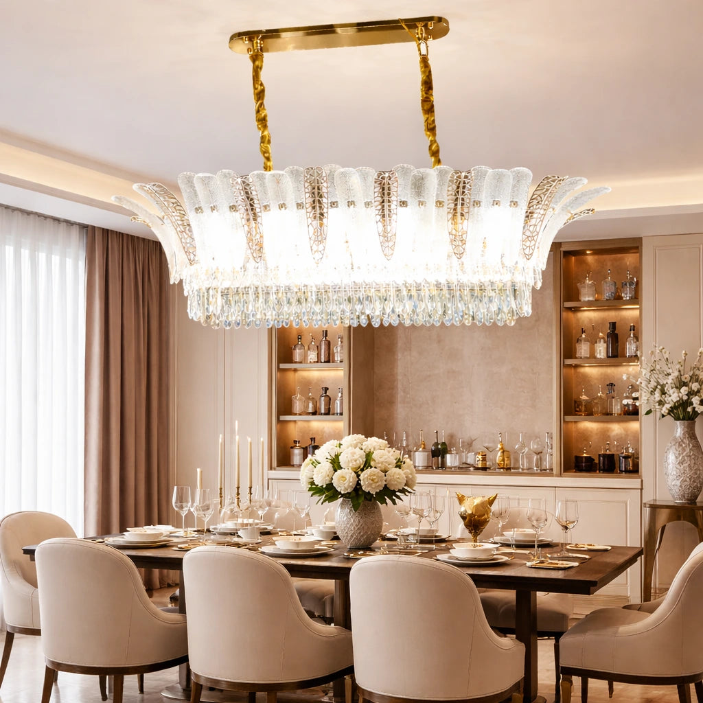 Modern Crystal Feather LED Chandelier