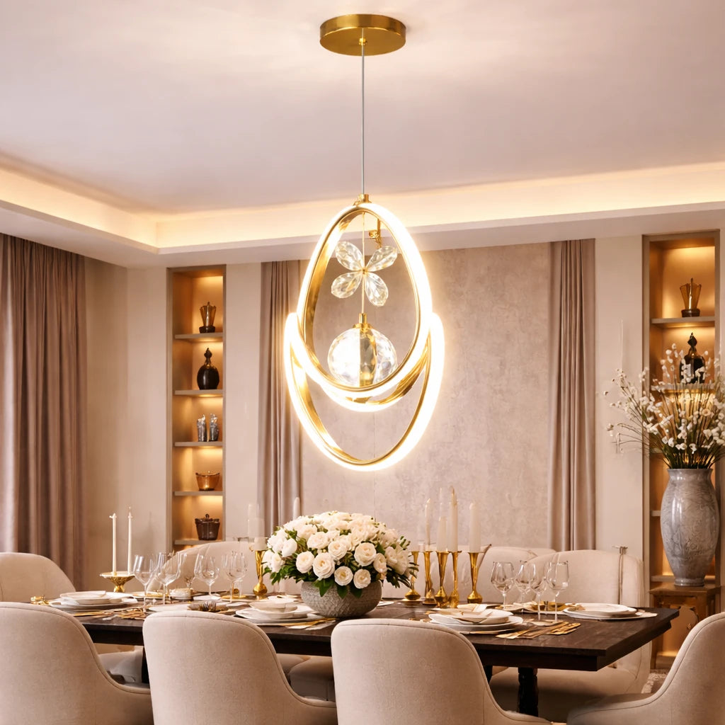 Modern Crystal Halo Ball Pendant Light