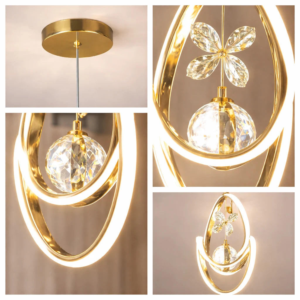 Modern Crystal Halo Ball Pendant Light