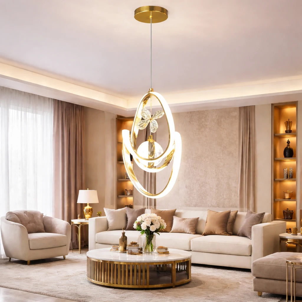 Modern Crystal Halo Ball Pendant Light