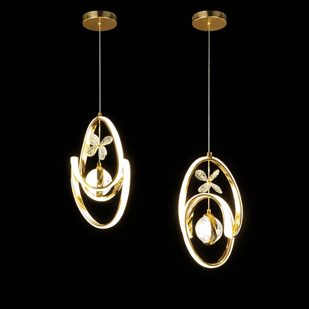 Modern Crystal Halo Ball Pendant Light