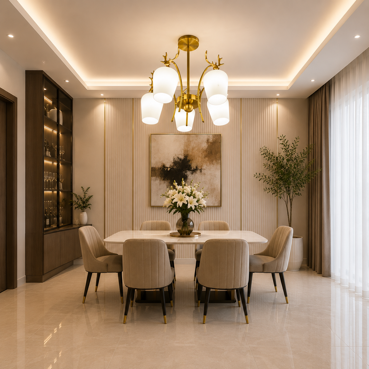 Modern Deer Head Shade Chandelier Light – Gold Designer Ceiling Fixture