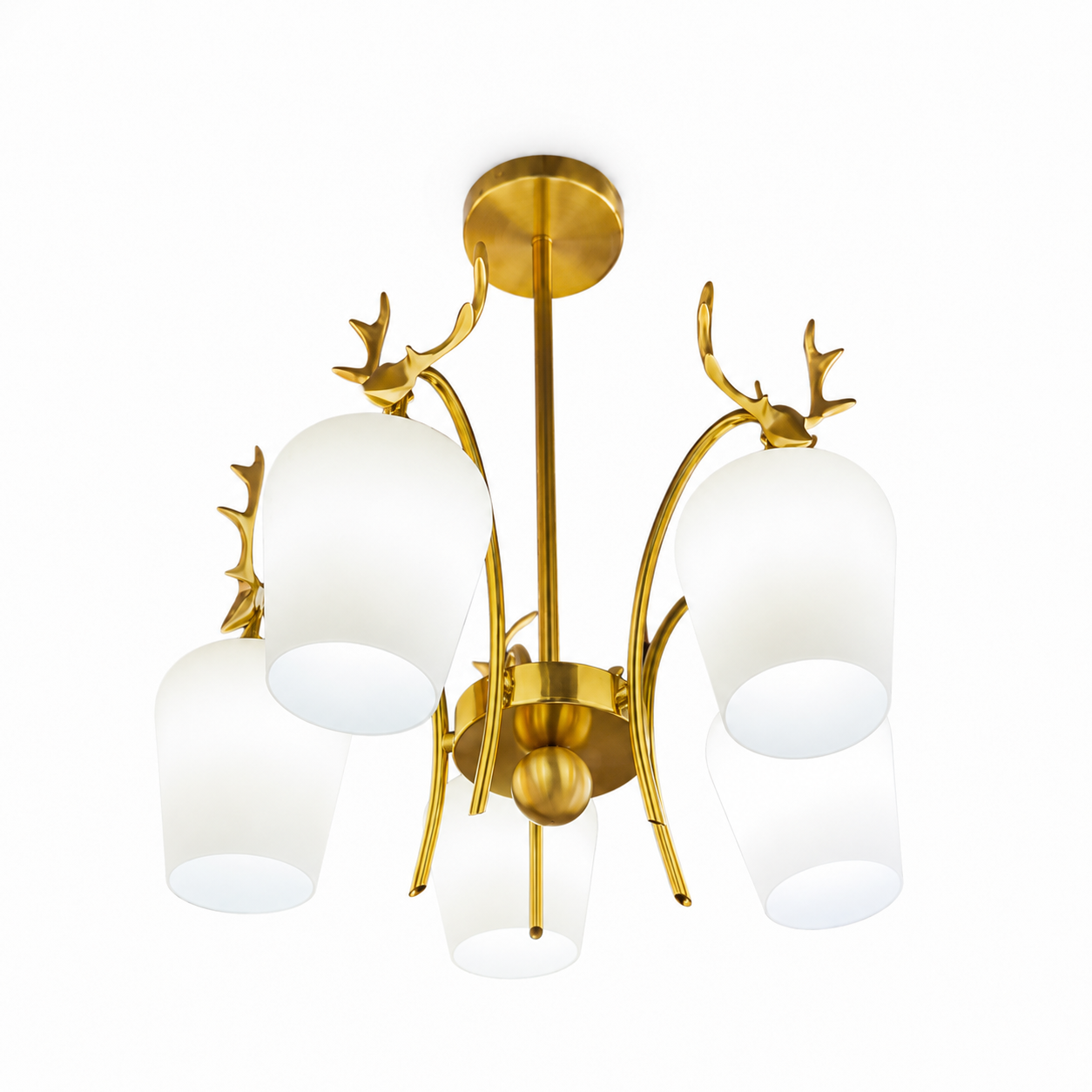 Modern Deer Head Shade Chandelier Light – Gold Designer Ceiling Fixture