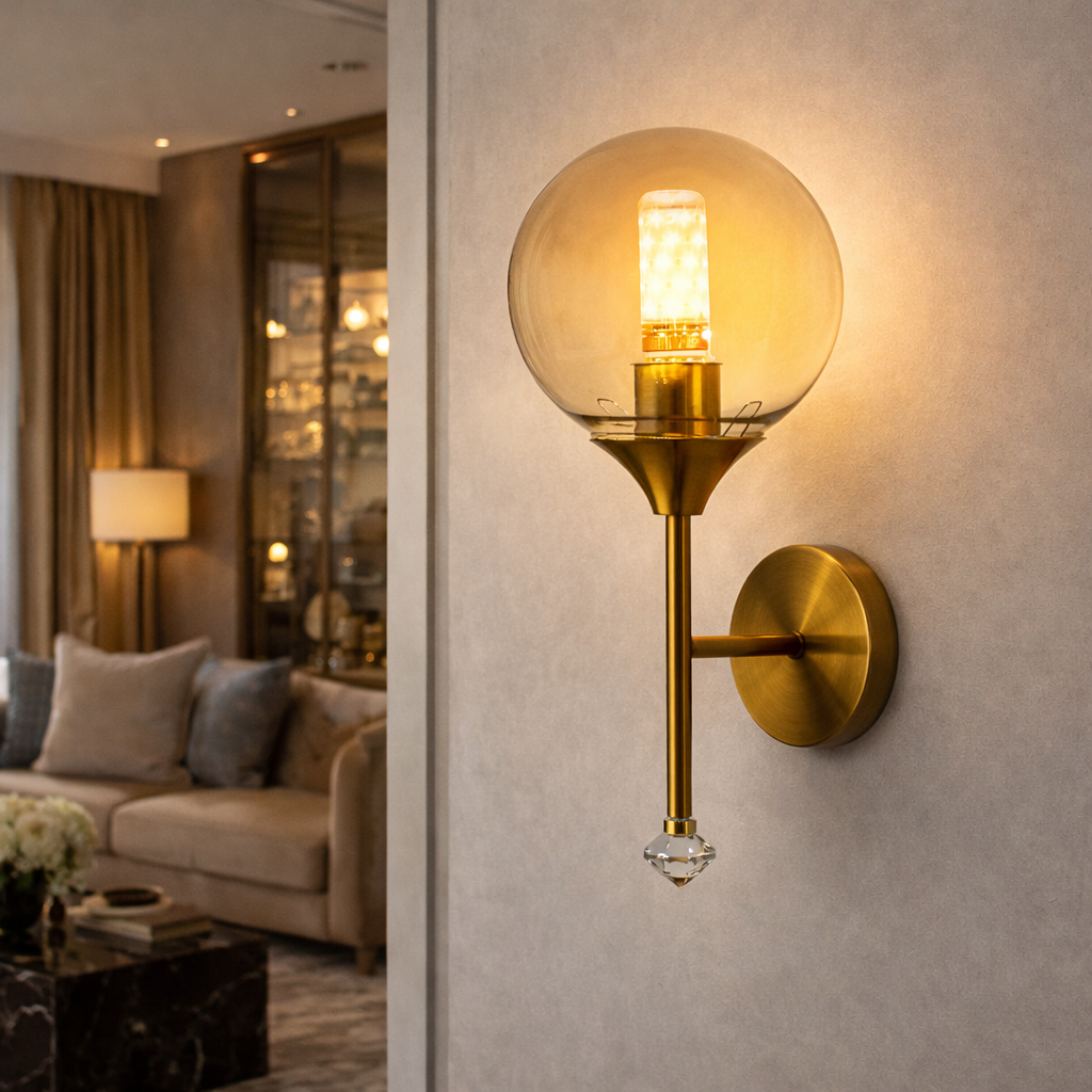 Round Globe Glass LED Wall Sconce – Modern Upbeat Design