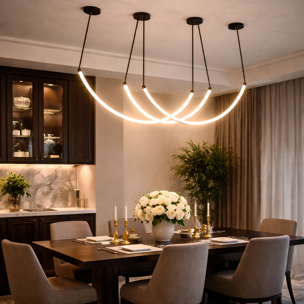 Modern Metallic Rod LED Hanging Light