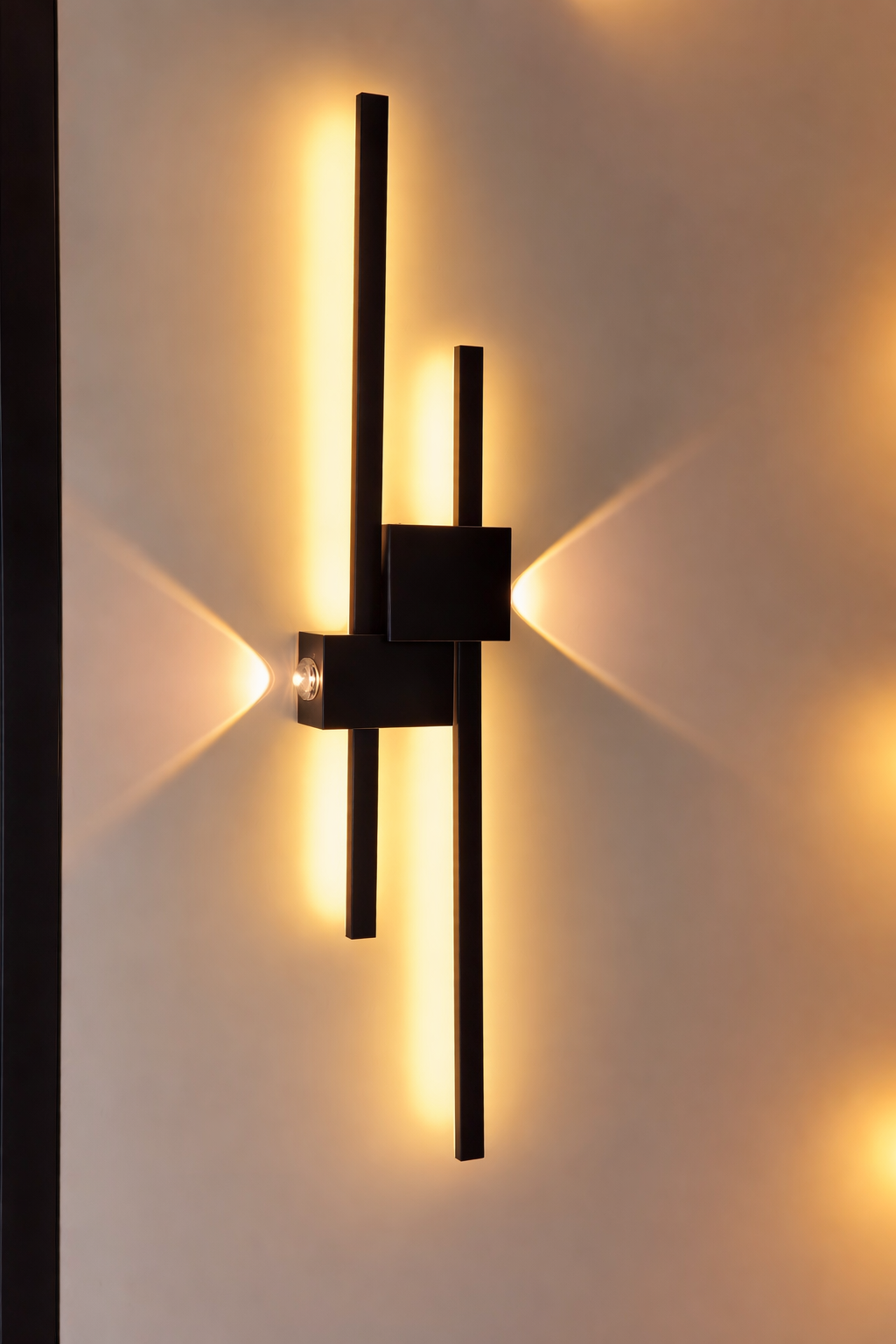 Modern Sleek Parallel Black Metal LED Wall Light