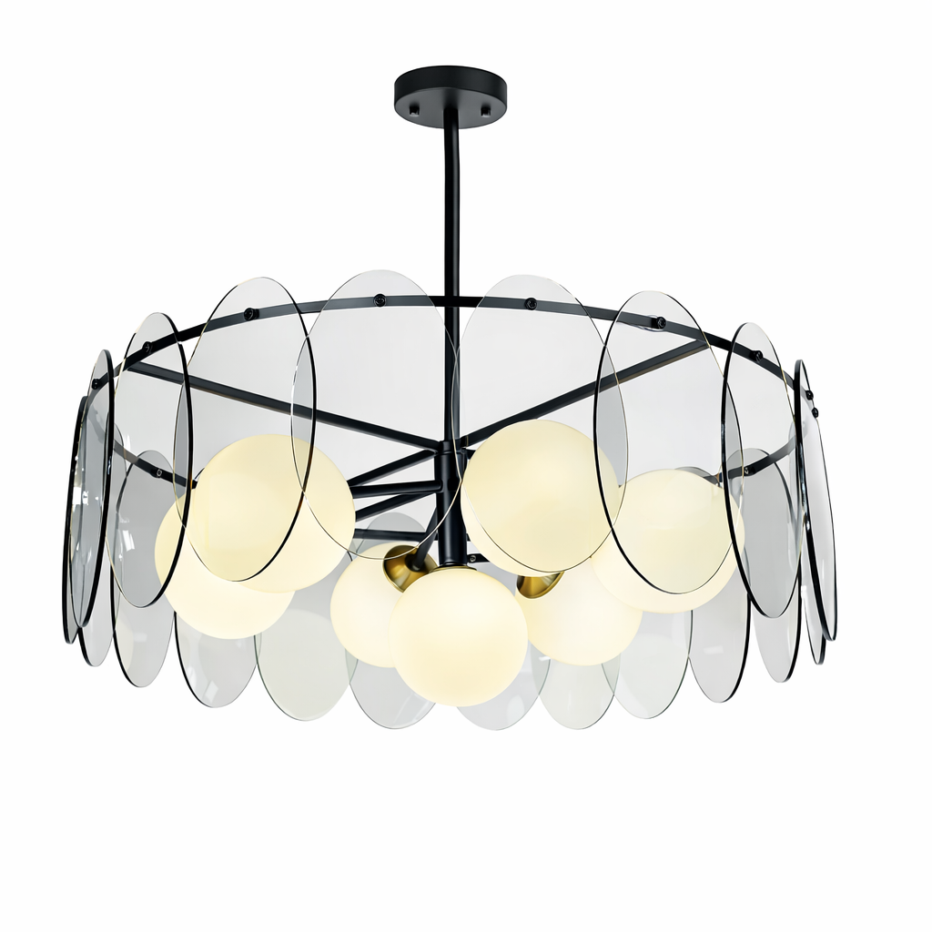 Modern Smoky Spherical Glass Chandelier