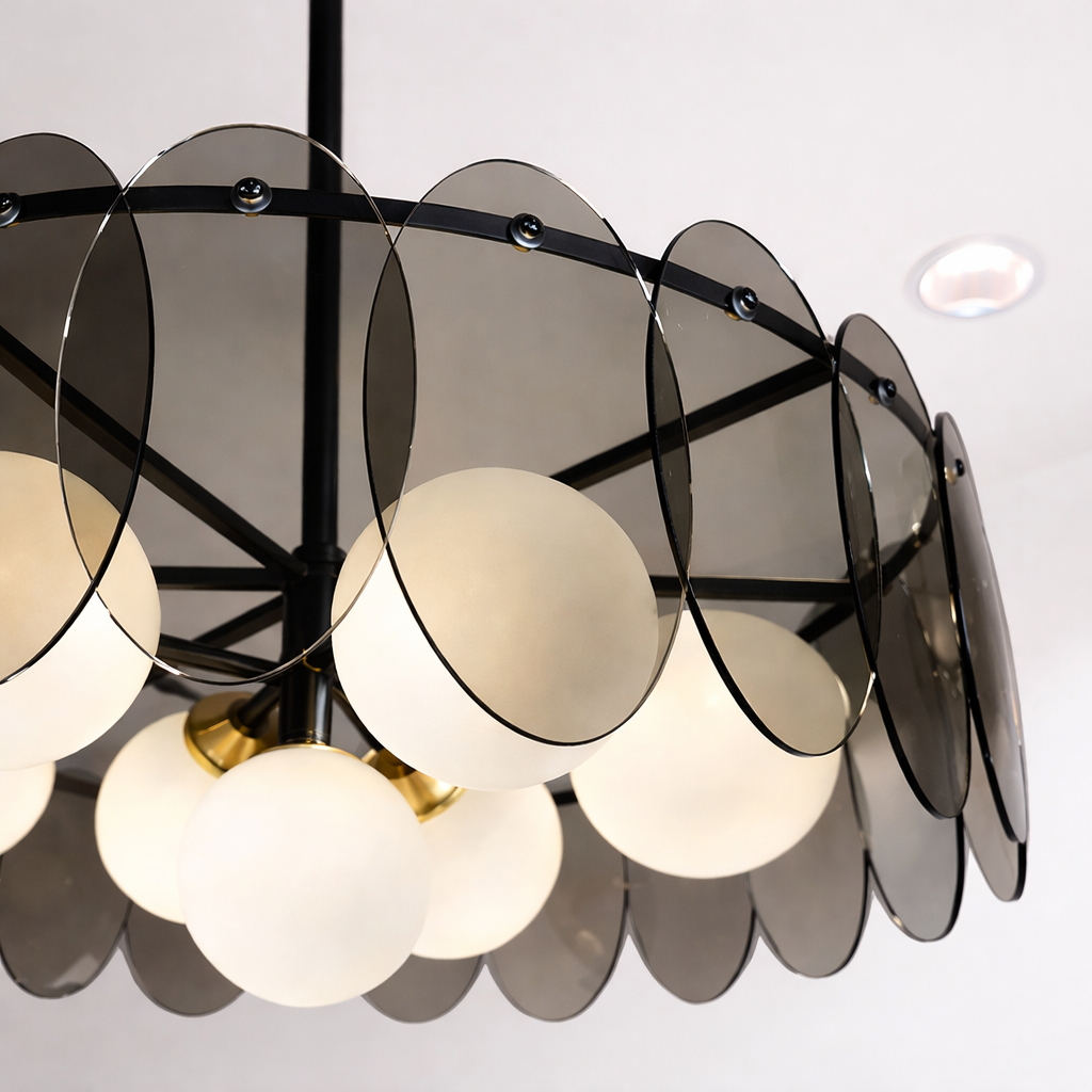 Modern Smoky Spherical Glass Chandelier