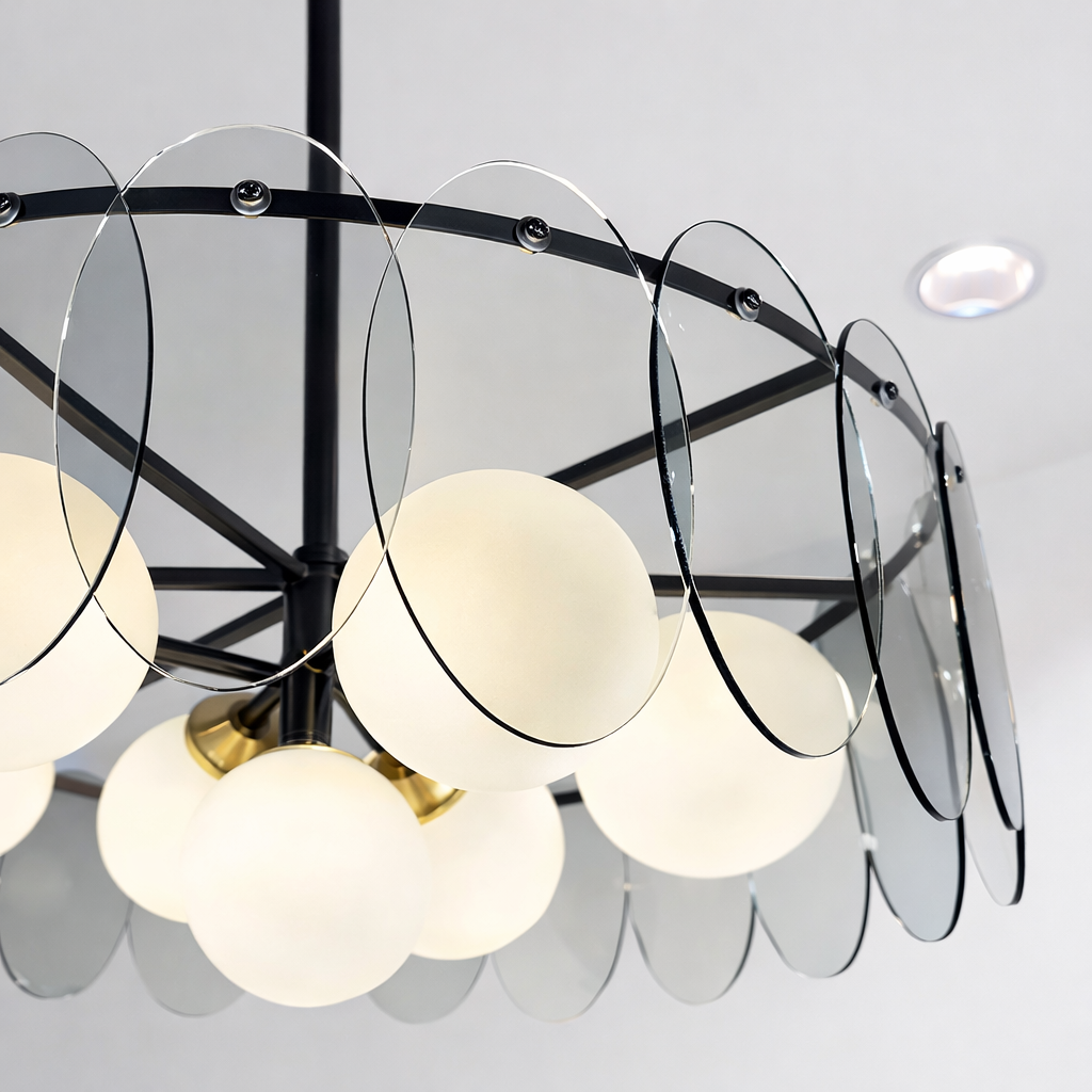 Modern Smoky Spherical Glass Chandelier
