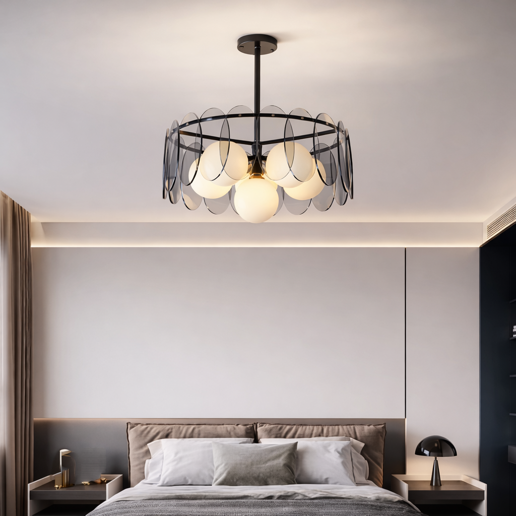 Modern Smoky Spherical Glass Chandelier