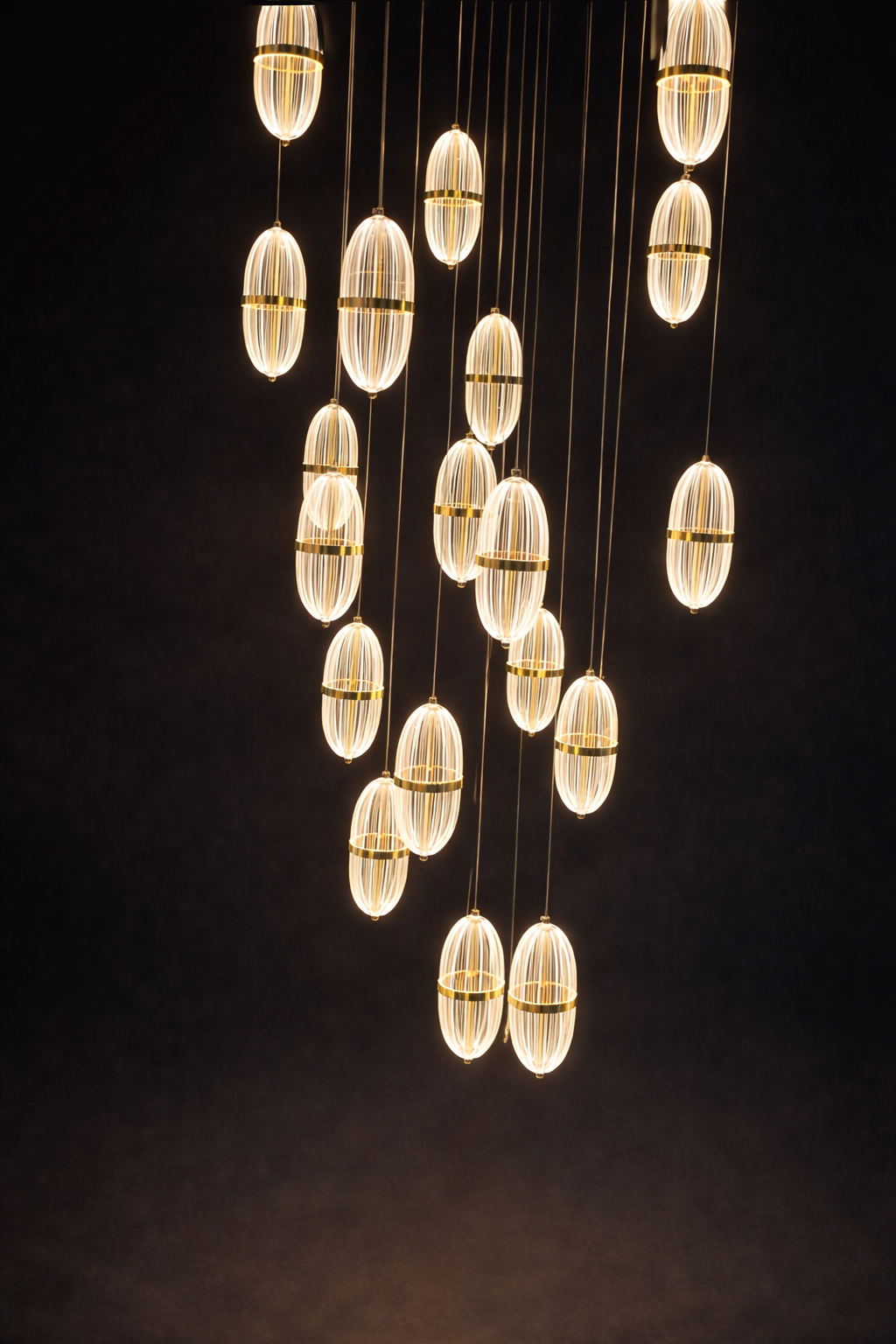 Modern 21 Light Oval Double Height LED Chandelier