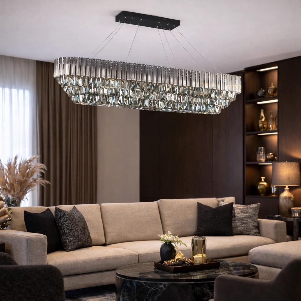 Modern 3 Layer Crystal Glass Jhoomar Chandelier