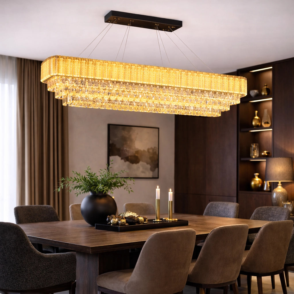 Modern Layered Chandelier | 3 Tier Crystal Glass Jhoomar