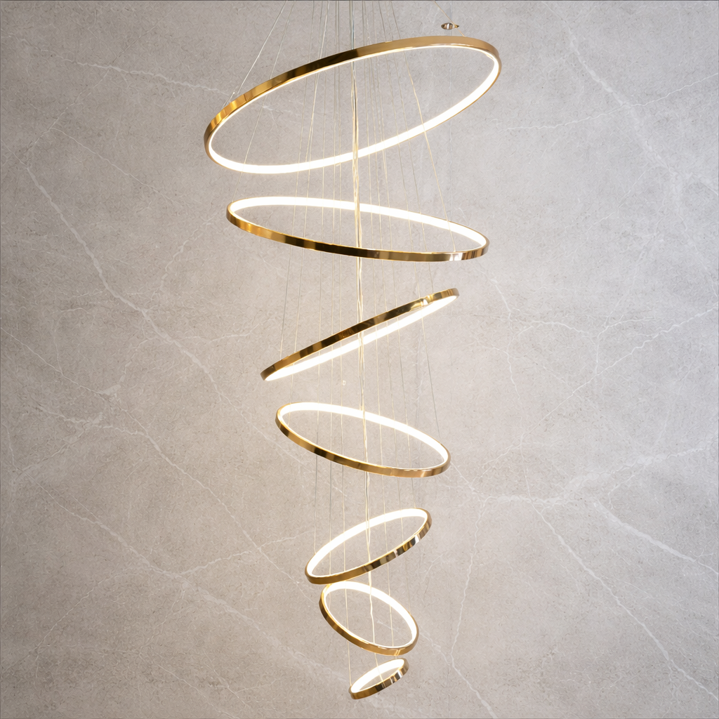 Modern Duplex 7 & 11 Rings LED Hanging Chandelier