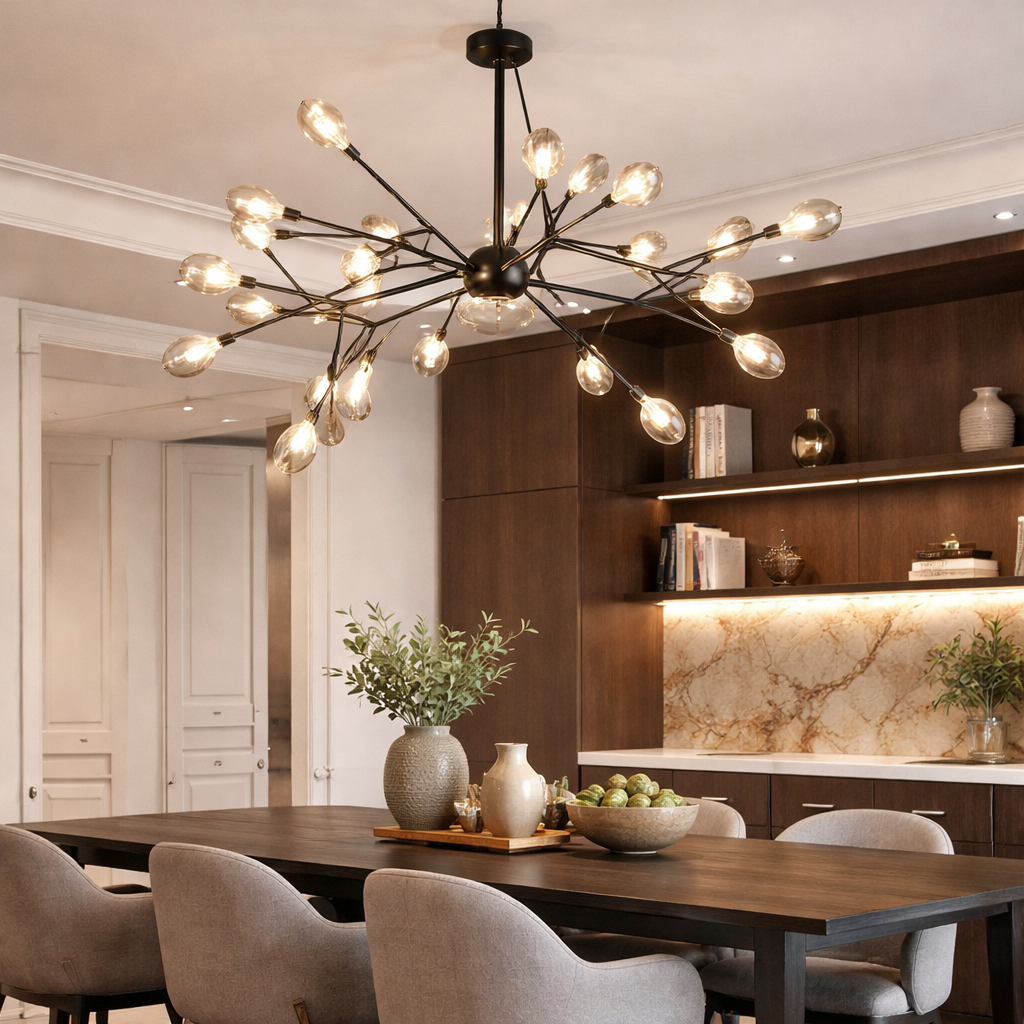 Modern Firefly LED Chandelier – 32” Sculptural Lighting Design