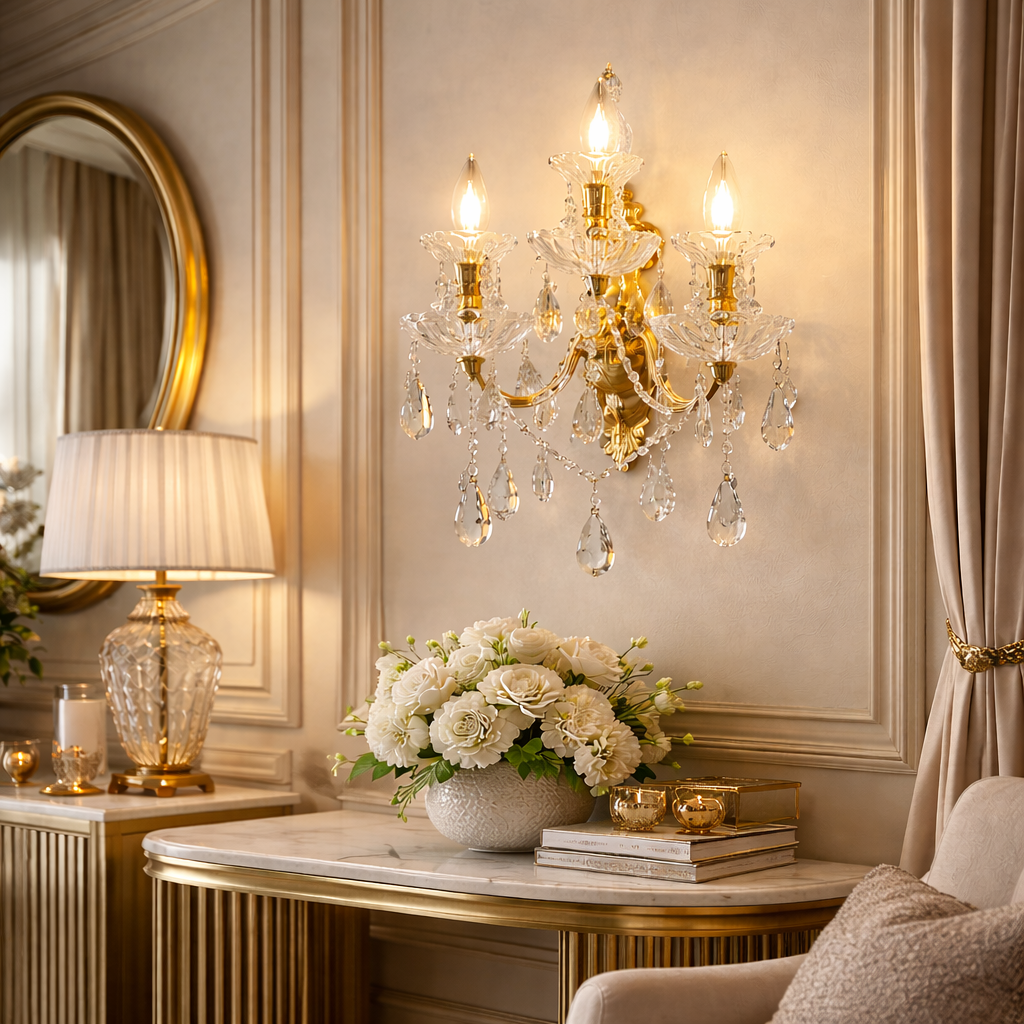 Modern Italian Clear Crystal Wall Light