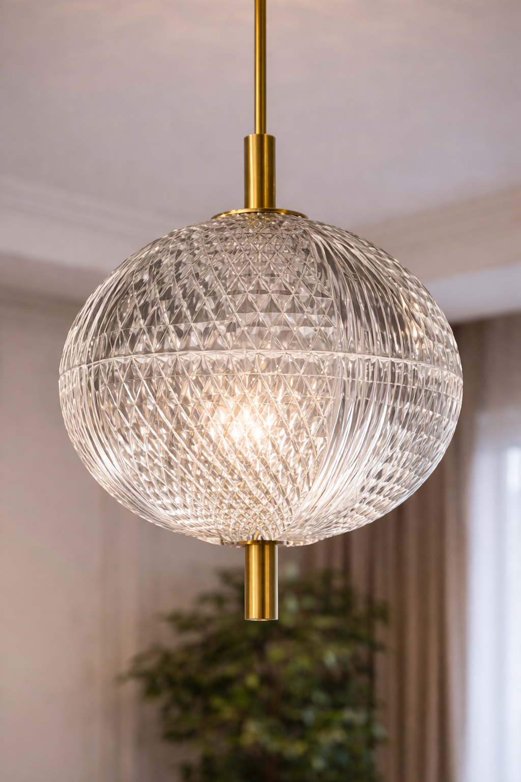 Modern Round Crystal Glass LED Hanging Light – Sphere Design
