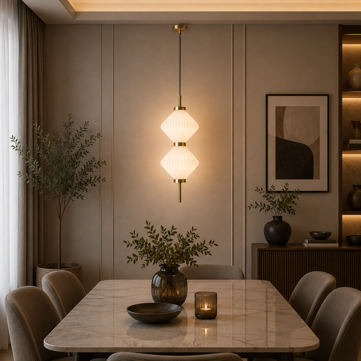 Modernistic Double Diamond Hanging Light