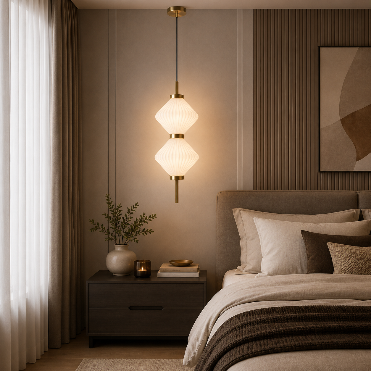 Modernistic Double Diamond Hanging Light