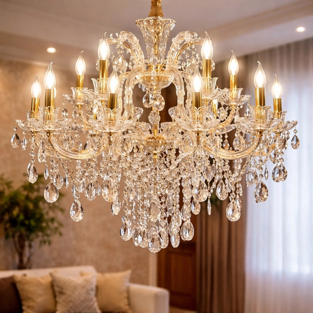 Murano Italian Style Crystal Glass Chandelier – 3 Color LED Light