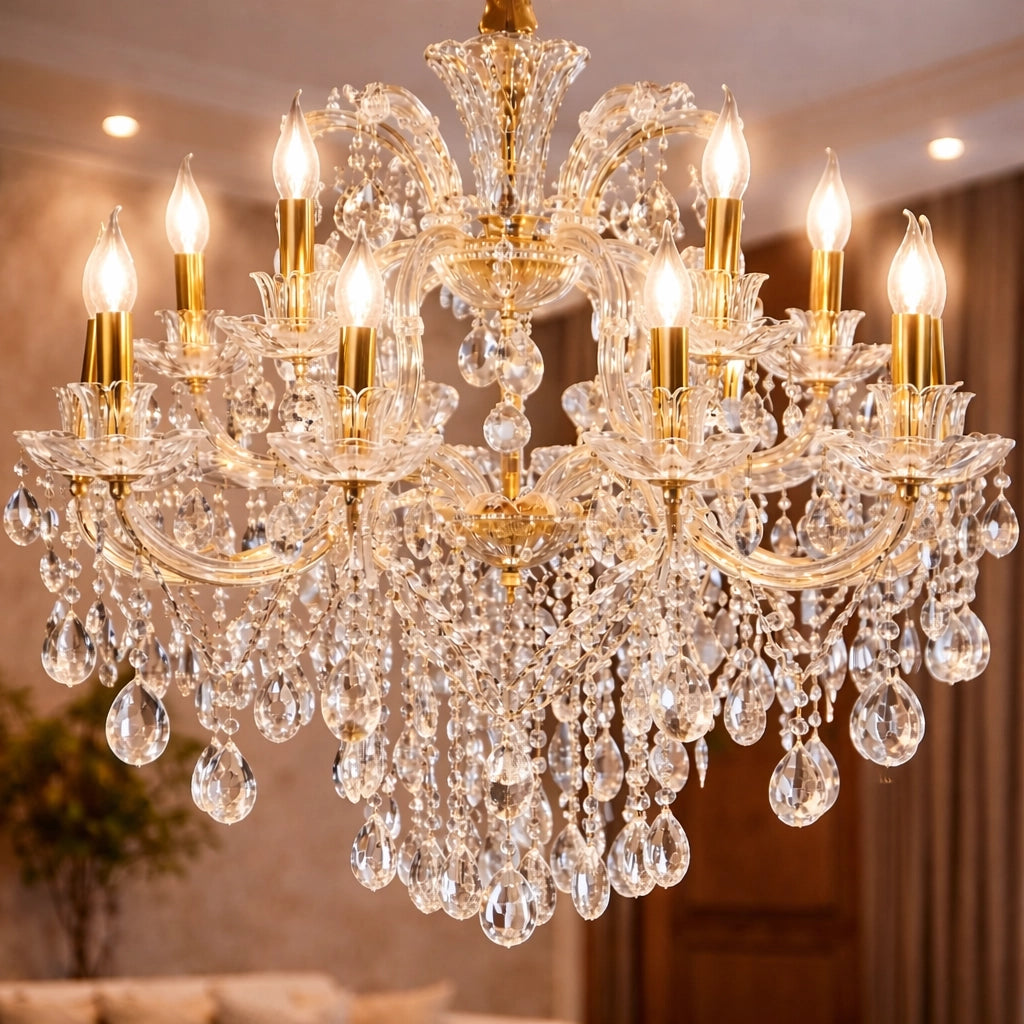 Murano Italian Style Crystal Glass Chandelier – 3 Color LED Light