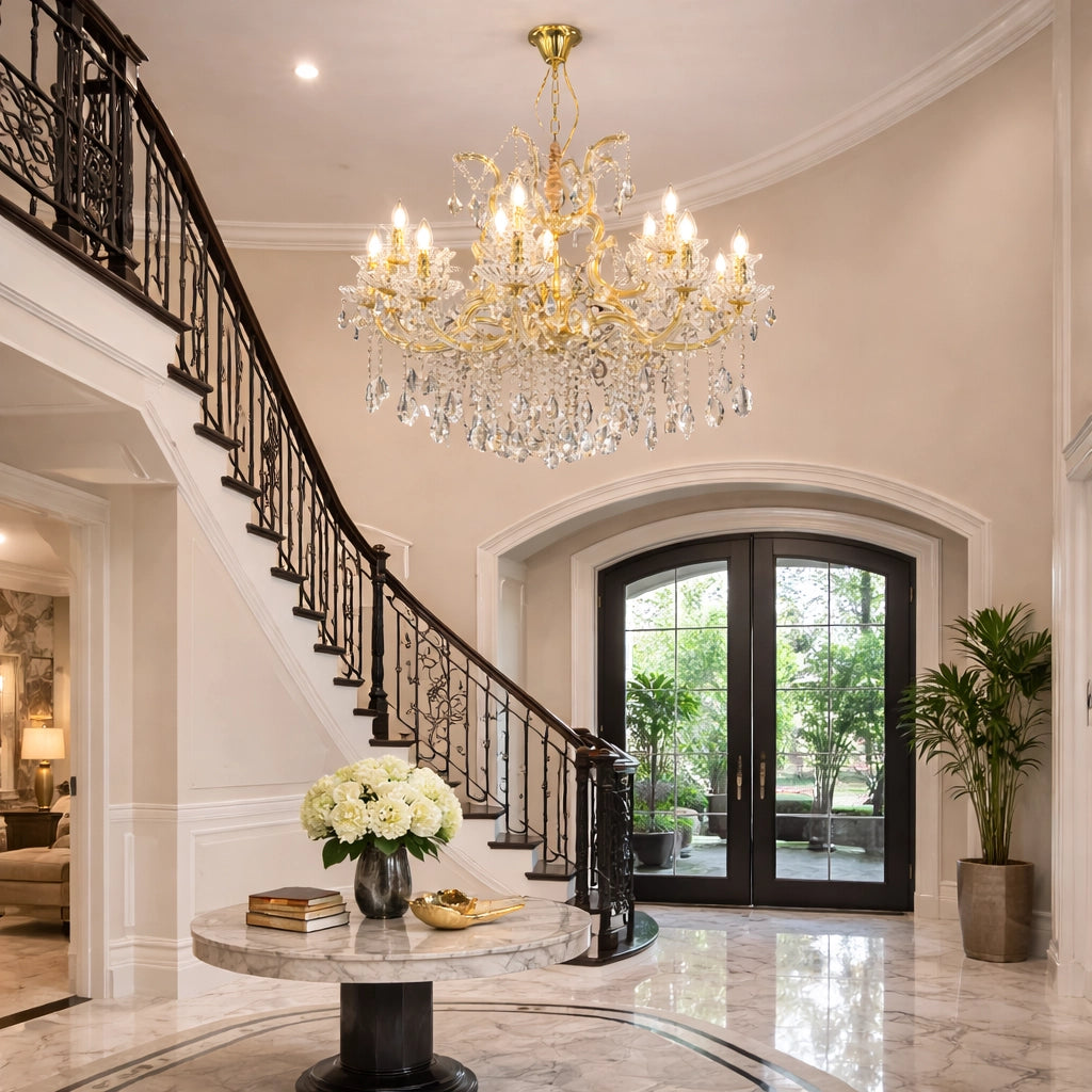 Murano Italian Style Crystal Glass Chandelier – 3 Color LED Light