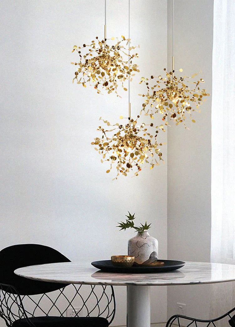 Golden Textured Modern Chandelier - Sparc Lights