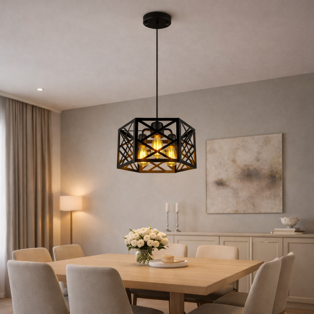 Pentagon Caged Hanging Light