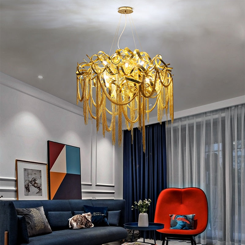 Gold Ribbon Modern Chandelier - Sparc Lights